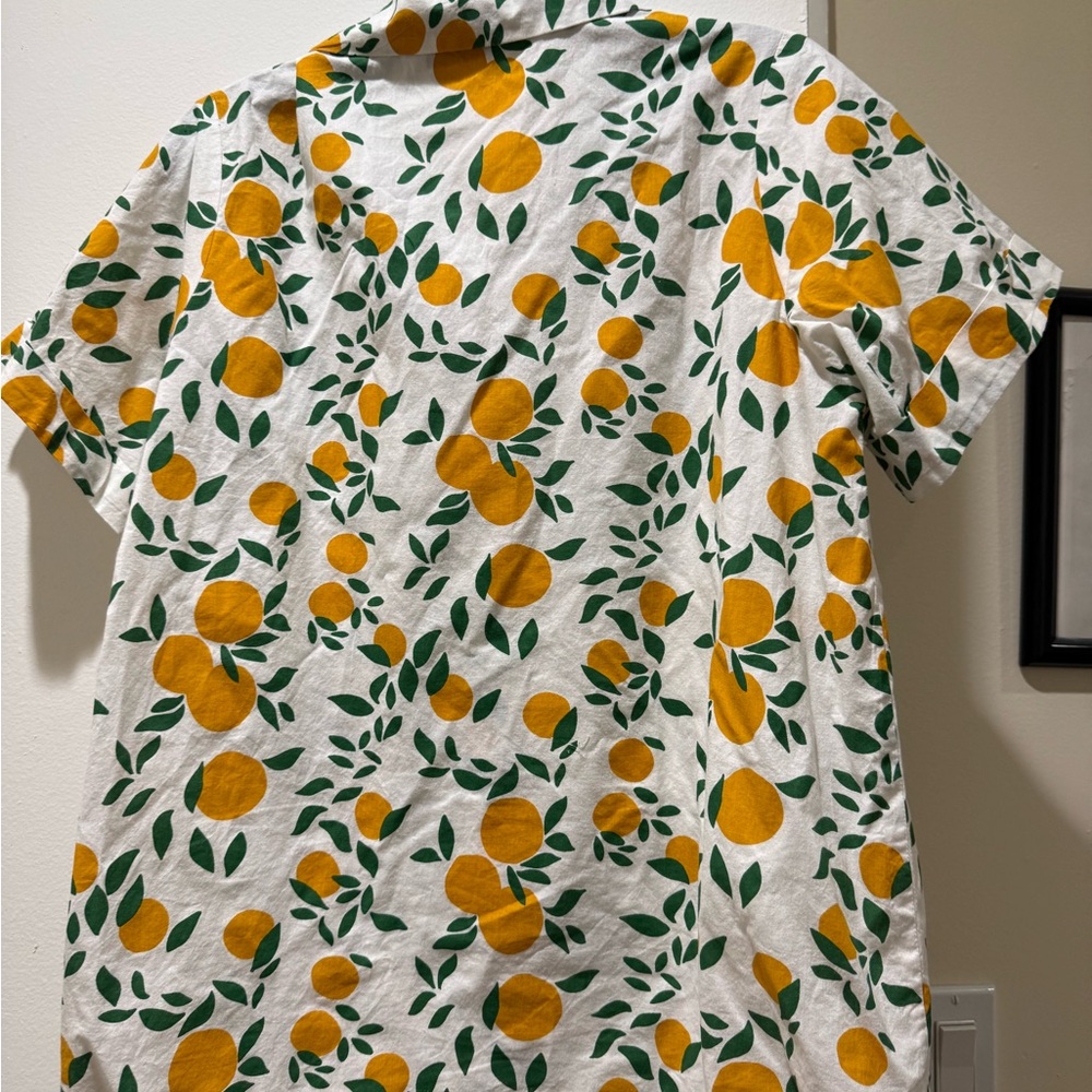 Women’s ModCloth/ Compania Fantastica Orange Fruit Print Button Down Shirt, L - Picture 2 of 6